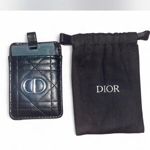 Dior Quilted Black Card Holder with Pouch